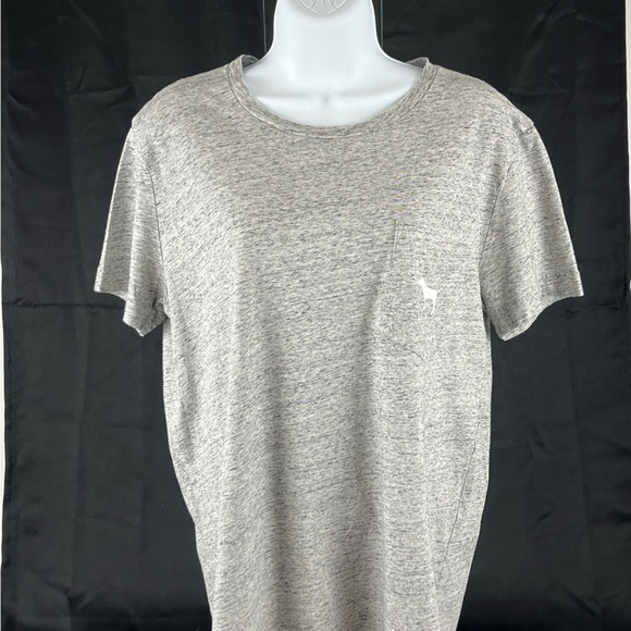 PINK Victoria’s Secret Iconic Dog Logo SS T-Shirt Size S Heathered Gray Black - Picture 14 of 16